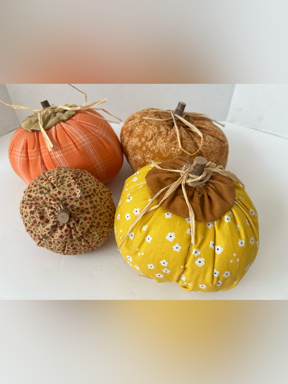 Four handmade pumpkins in my smoke free sewing/craft room. - Picture 3 of 4